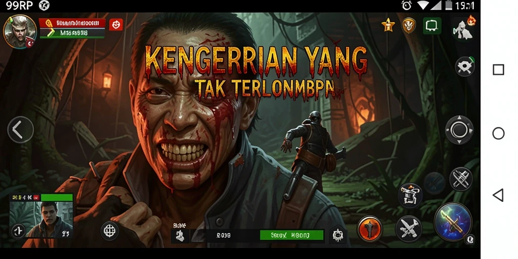 Gameplay 99RP memperlihatkan suasana mencekam dan makhluk menyeramkan.