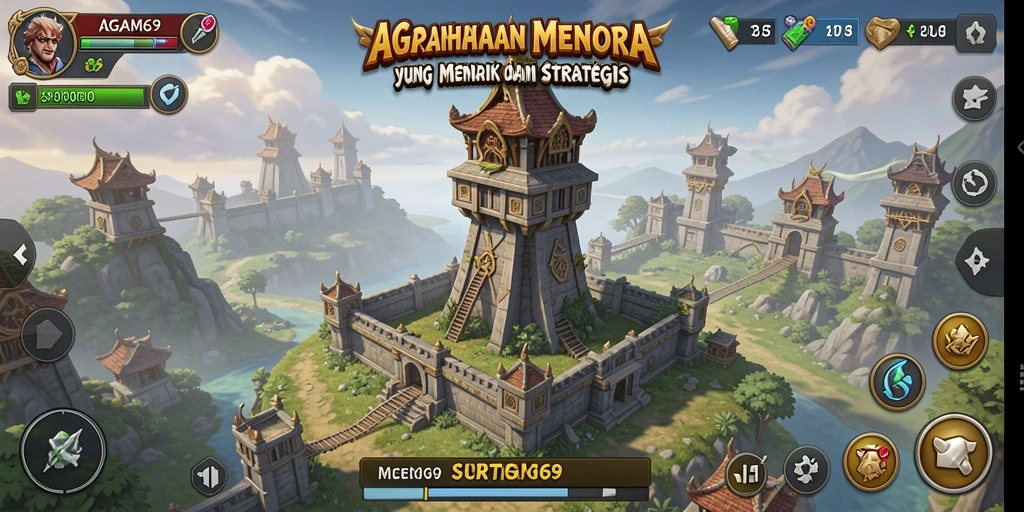 Tangkapan layar mendemonstrasikan pertempuran menara yang mendebarkan dalam <strong>AGAM69</strong>.
