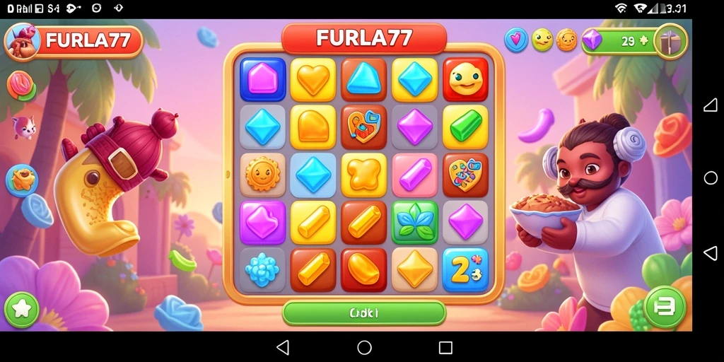 Screenshot menampilkan gameplay seru dari FURLA77 pada game Match-3.
