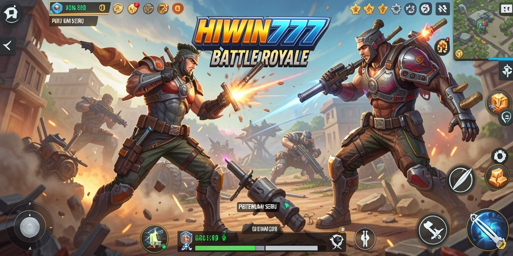 Screenshot menampilkan aksi mendebarkan dalam HIWIN777 Battle Royale.
