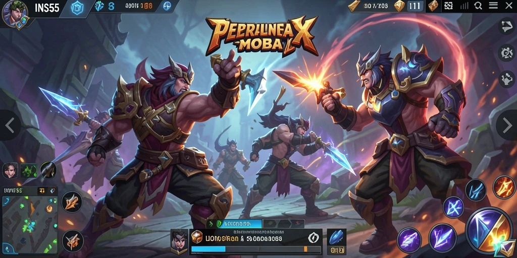 Tampilan gameplay seru di INS55 dengan strategi MOBA.