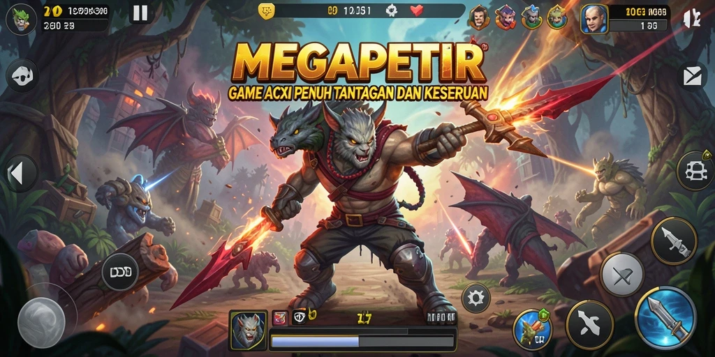 Tampilan seru dari gameplay MEGAPETIR yang penuh aksi.