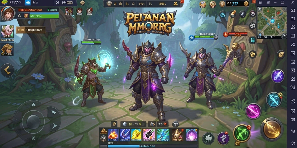 Tangkapan layar gameplay PF777 menampilkan peperangan epik di dunia MMORPG.