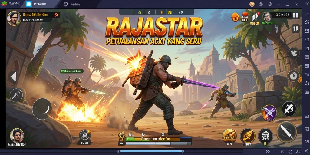 Tampilan aksi intens dalam gameplay RAJASTAR yang seru.