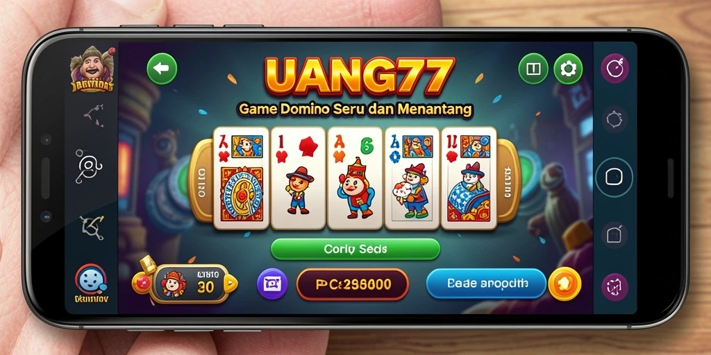 Tampilan gameplay menarik UANG77 yang penuh aksi domino.