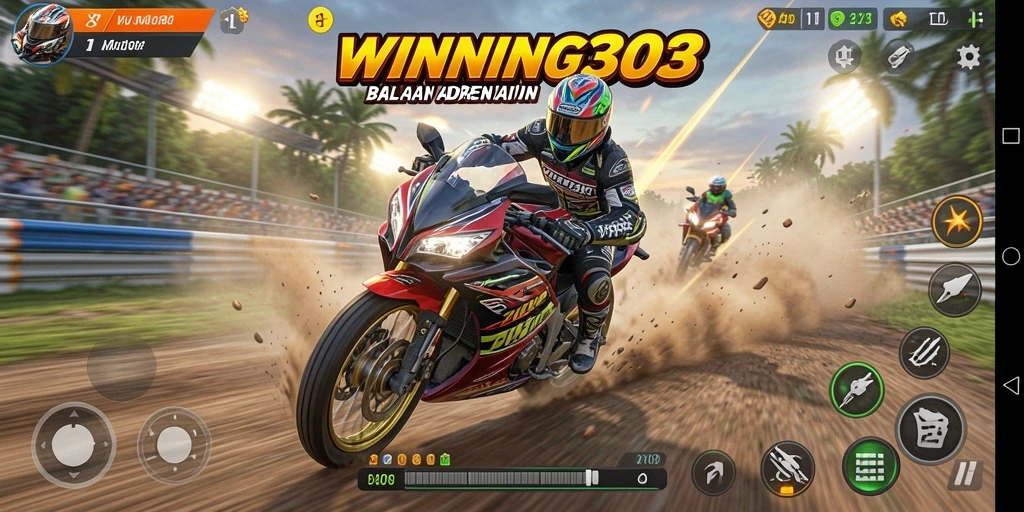 Tampilan gameplay menarik dari balapan motor di WINNING303.