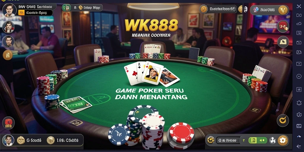 Tampilan menarik dari gameplay Poker di WK888 yang mendebarkan.