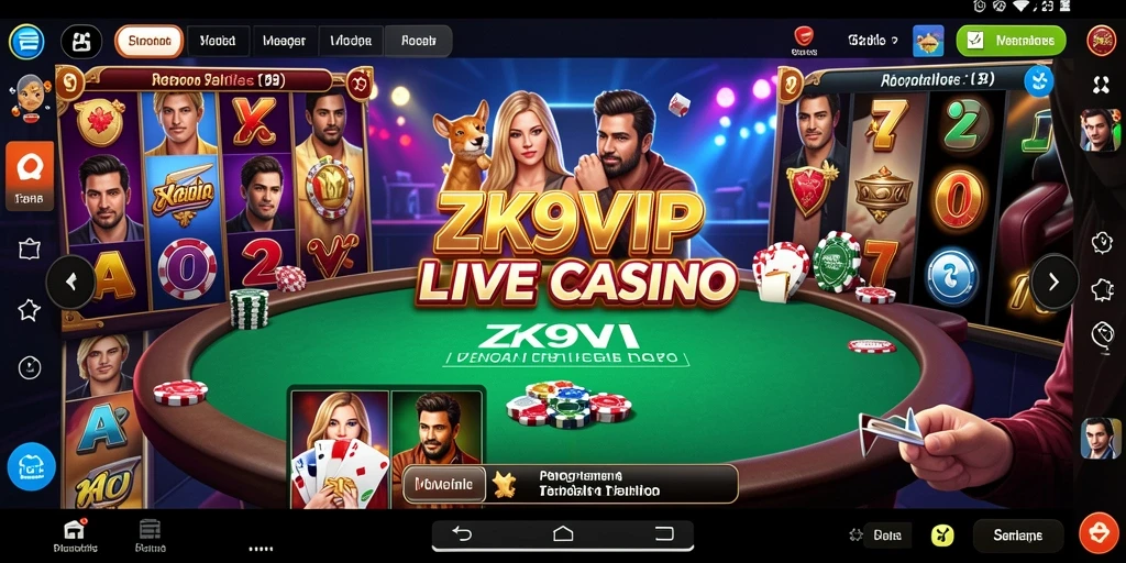 Screenshot gameplay ZK9VIP dengan dealer langsung dalam suasana kasino.